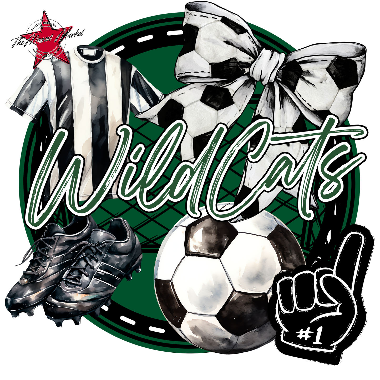 Wildcats Circle Soccer Design-Green