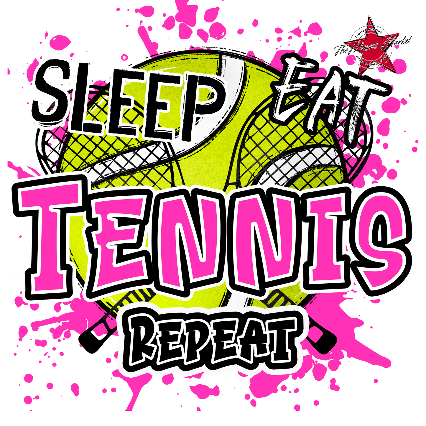 Eat Sleep Tennis Repeat-Pink
