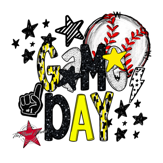 Baseball Game Day Scrape-Bright Yellow