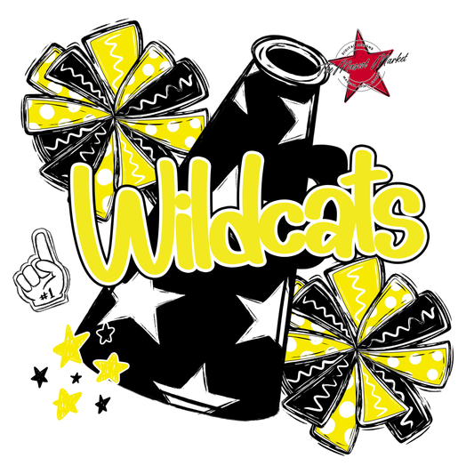 Wildcats Alpha Megaphone Design-Bright Yellow