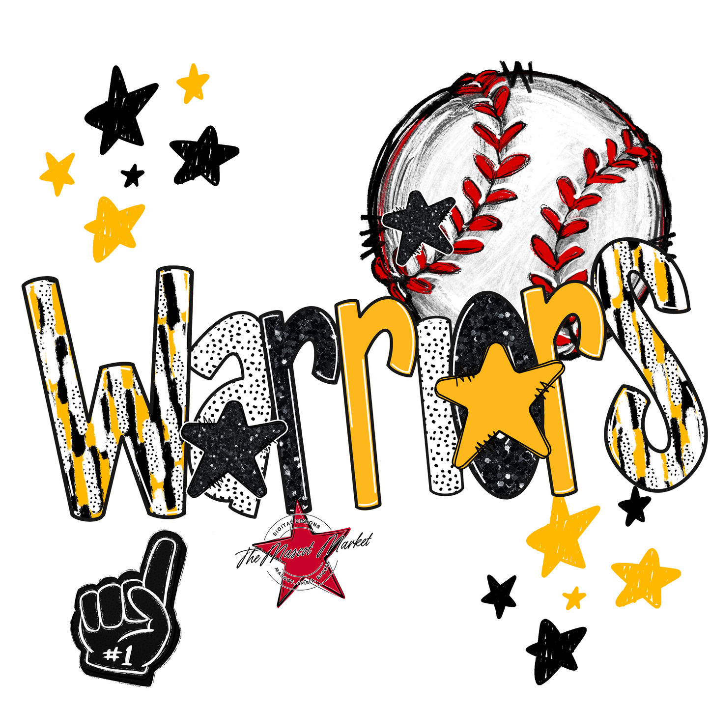 Warriors Baseball Scrape-Yellow
