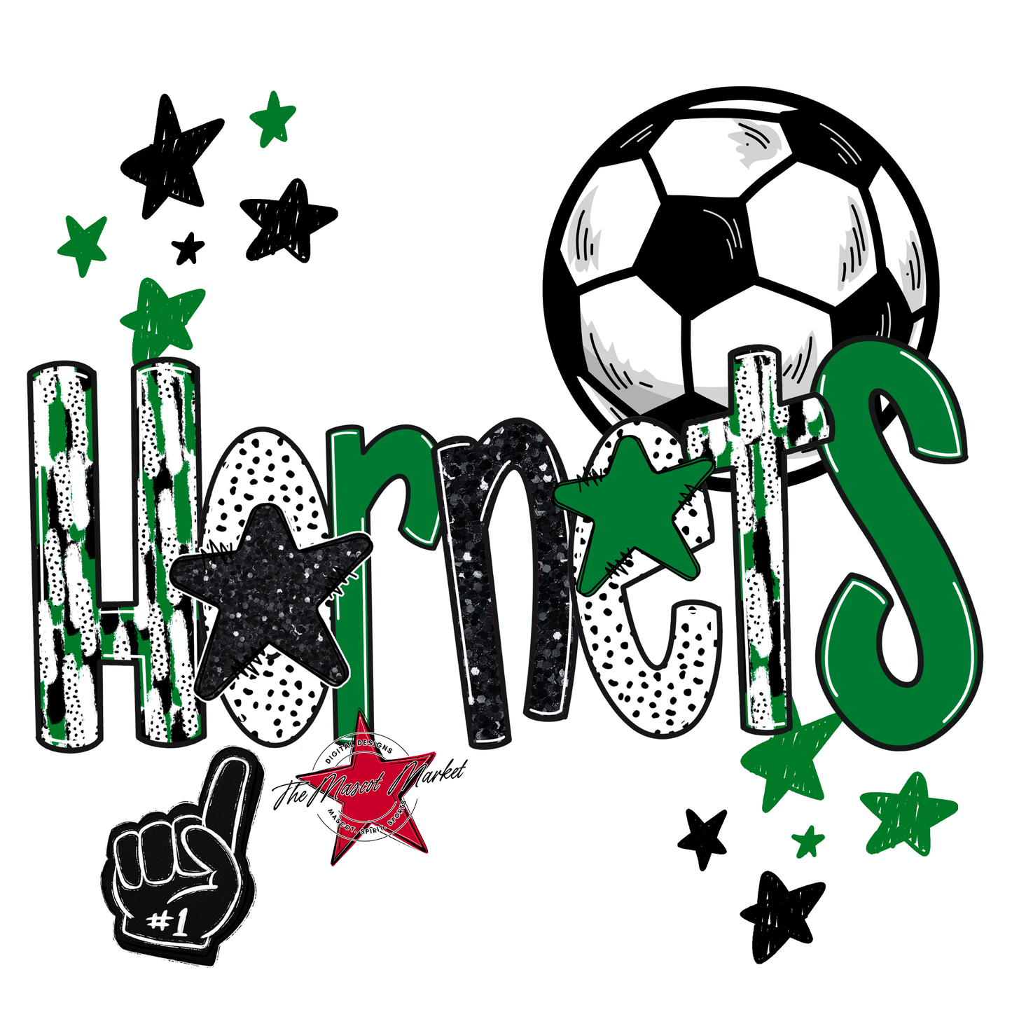 Hornets Soccer Scrape-Kelly Green