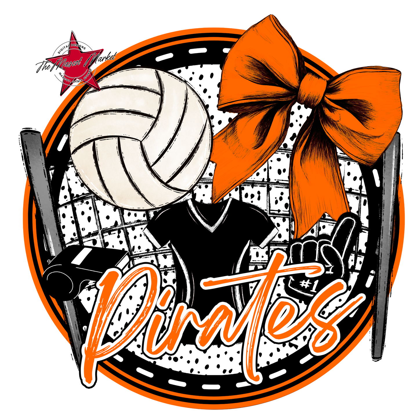 Pirates Circle Volleyball Design-Orange
