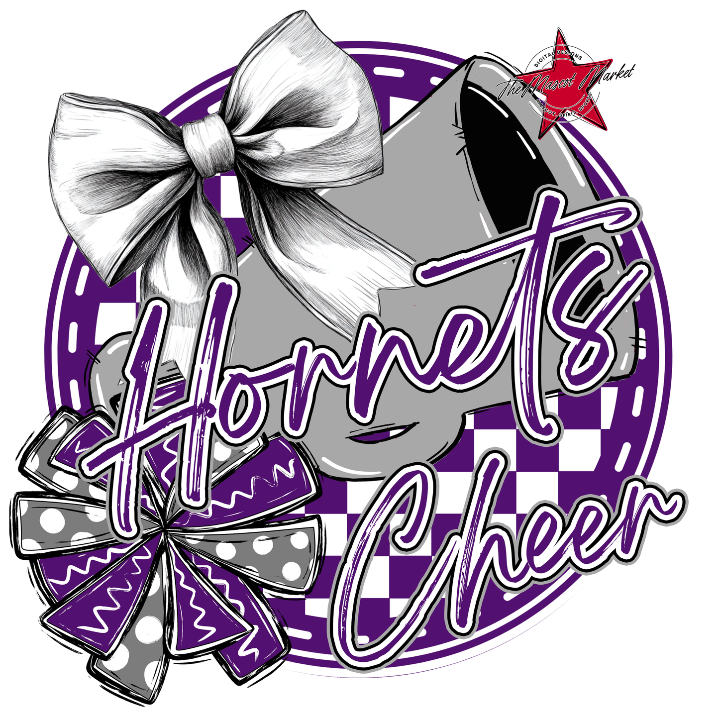 Hornets Circle Cheer Design-Purple-Grey