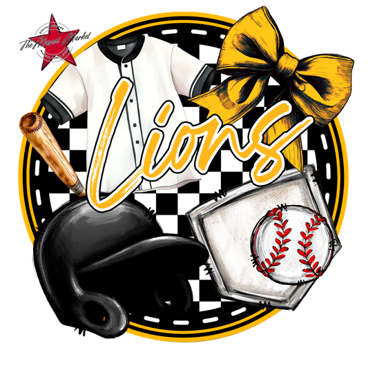 Lions Circle Baseball Design-Yellow