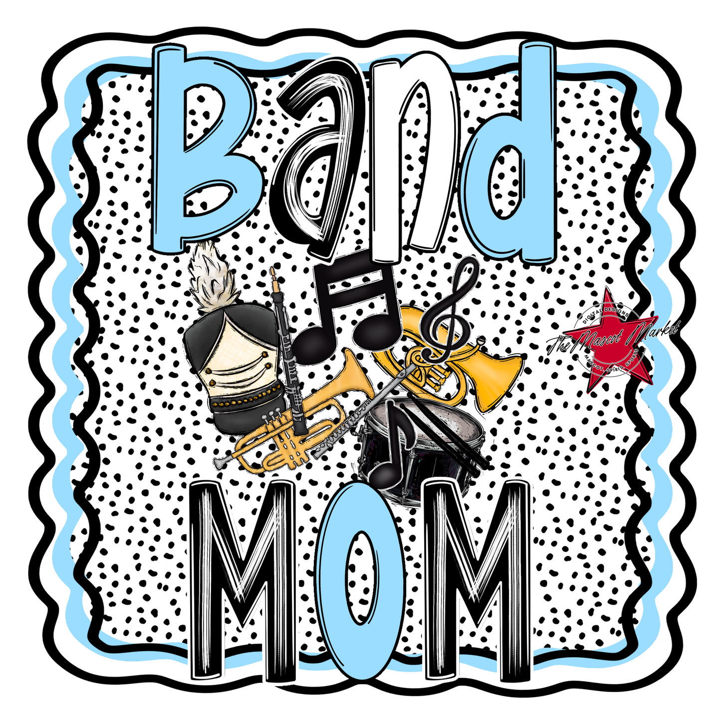 Band Mom Dot Design-Columbia Blue