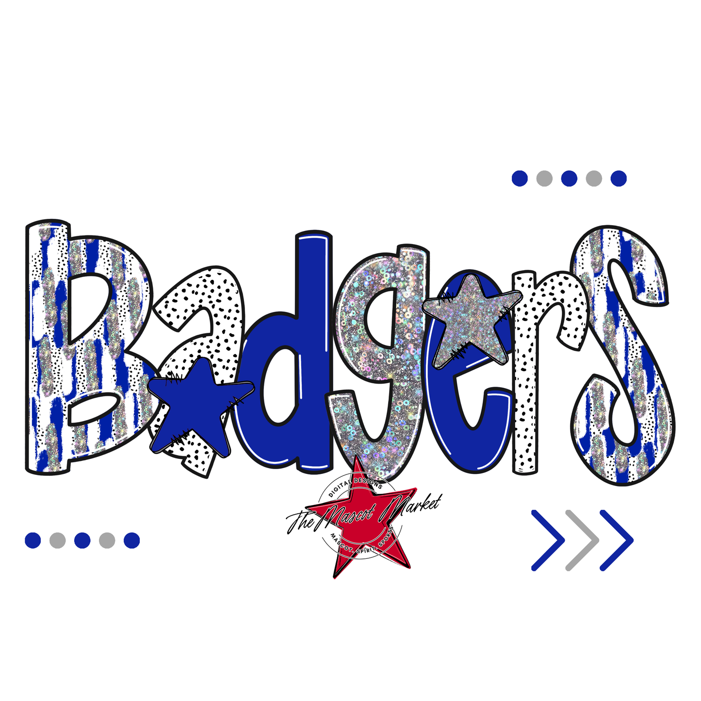 Badgers Brushstroke Alpha-Royal Blue-Holigraphic