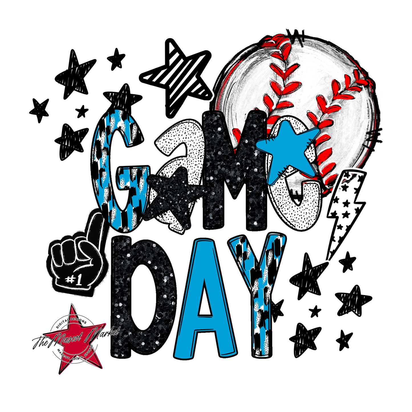 Baseball Game Day Scrape-Carolina Blue