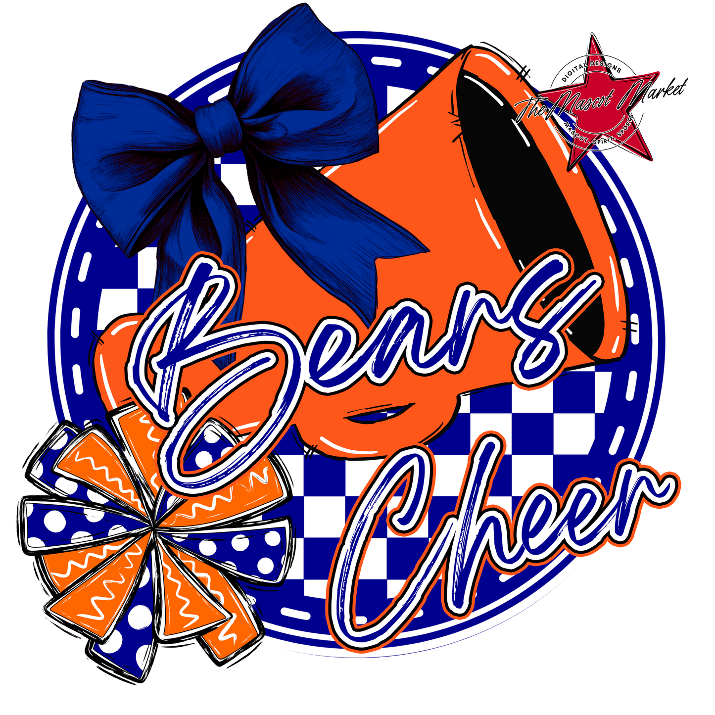 Bears Circle Cheer Design-Blue-Orange