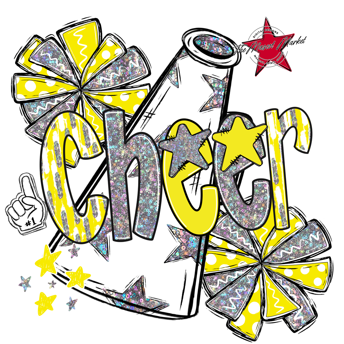 Cheer Megaphone Scrape Holigraphic-Bright Yellow
