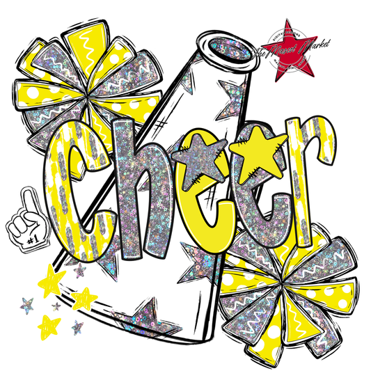 Cheer Megaphone Scrape Holigraphic-Bright Yellow