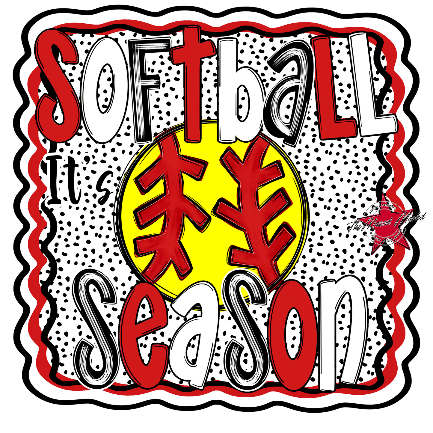 It's Softball SeasonDot Design-Red
