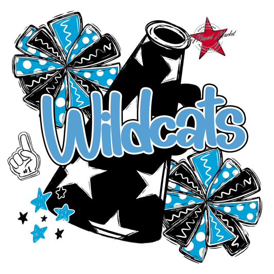 Wildcats Alpha Megaphone Design-Carolina Blue