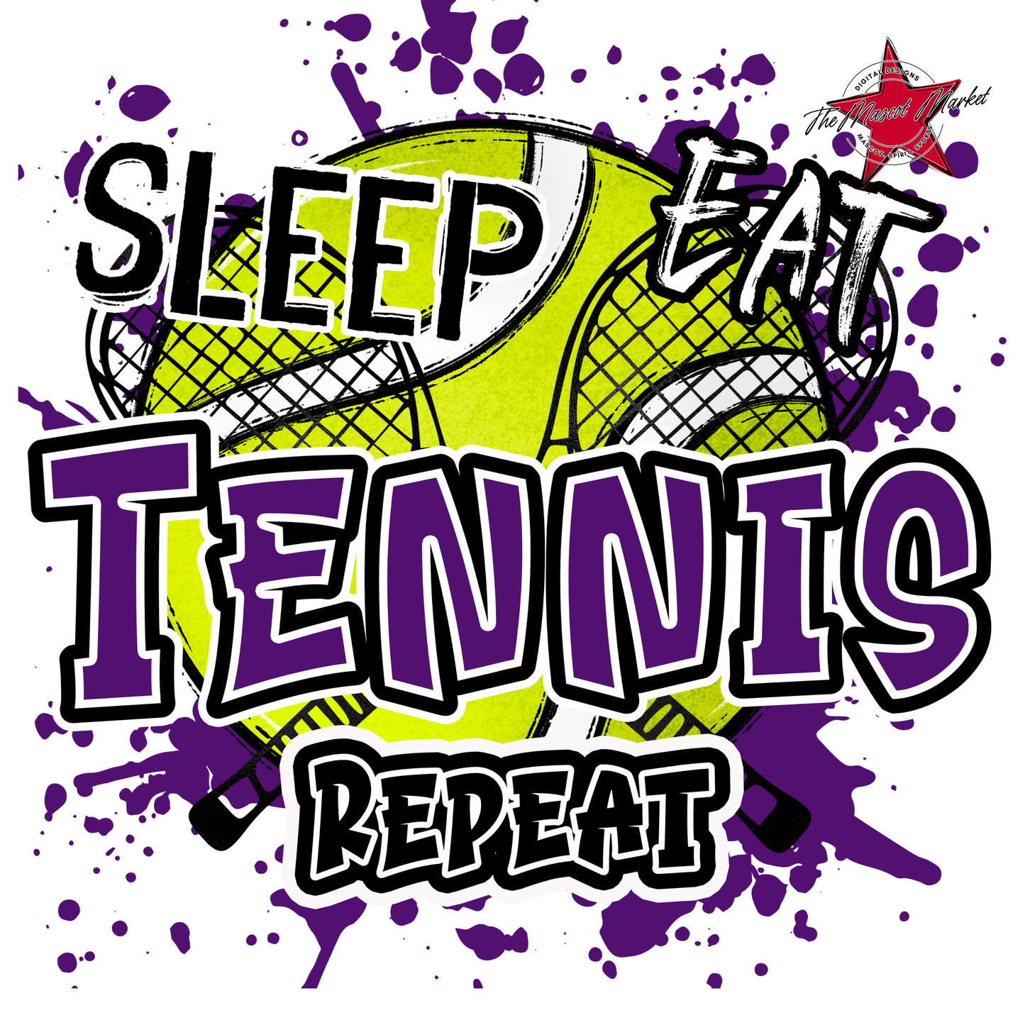 Eat Sleep Tennis Repeat-Purple