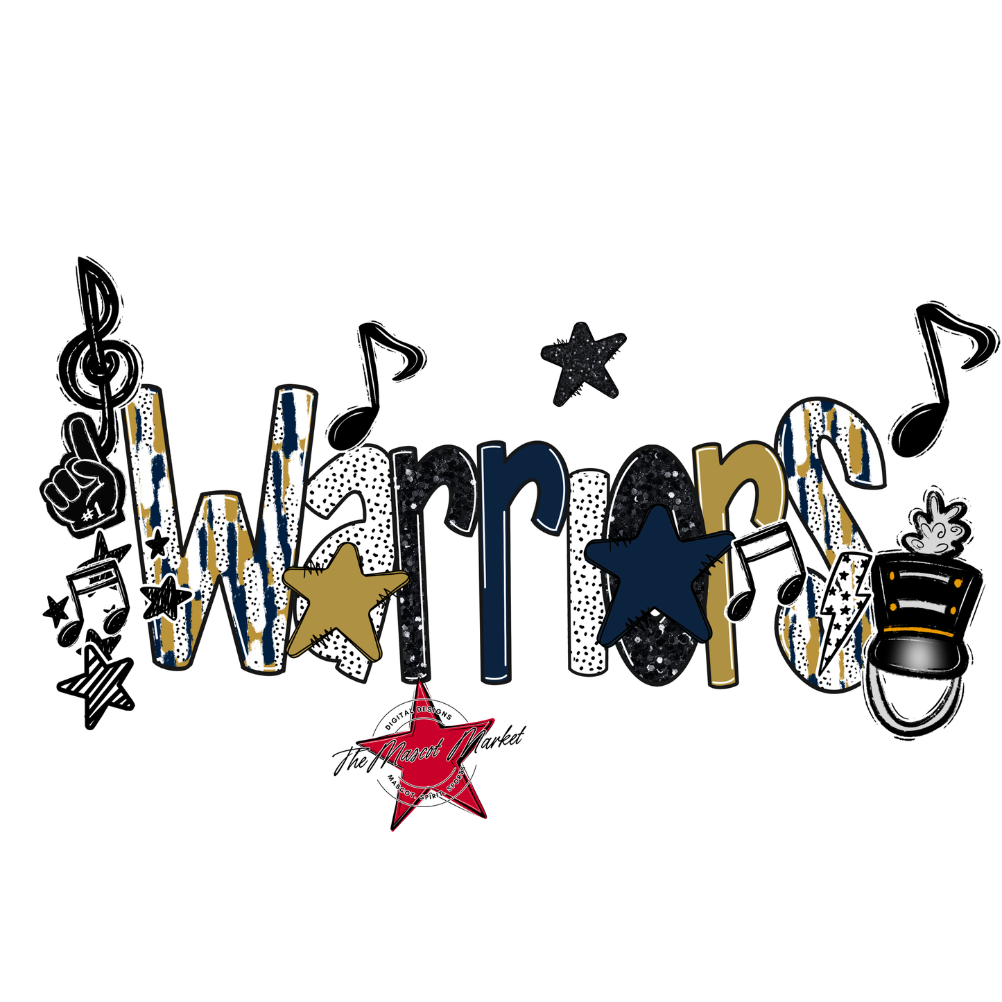 Warriors Band Scrape-Navy-Gold