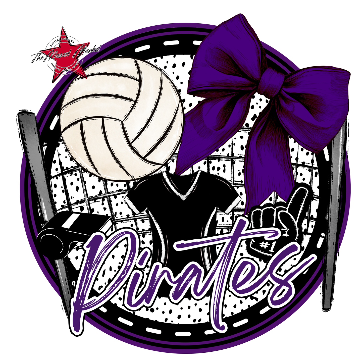 Pirates Circle Volleyball Design-Purple