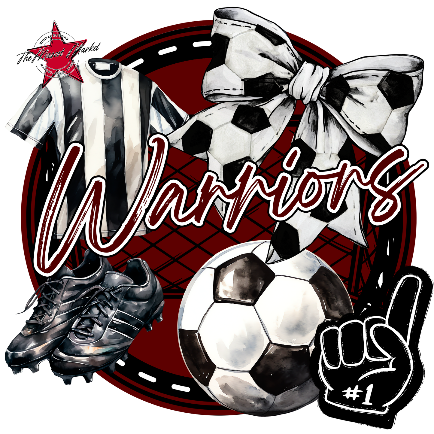 Warriors Circle Soccer Design-Maroon