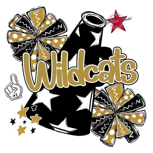 Wildcats Alpha Megaphone Design-Gold
