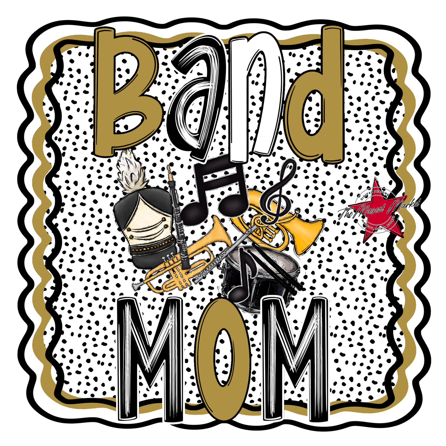 Band Mom Dot Design-Gold