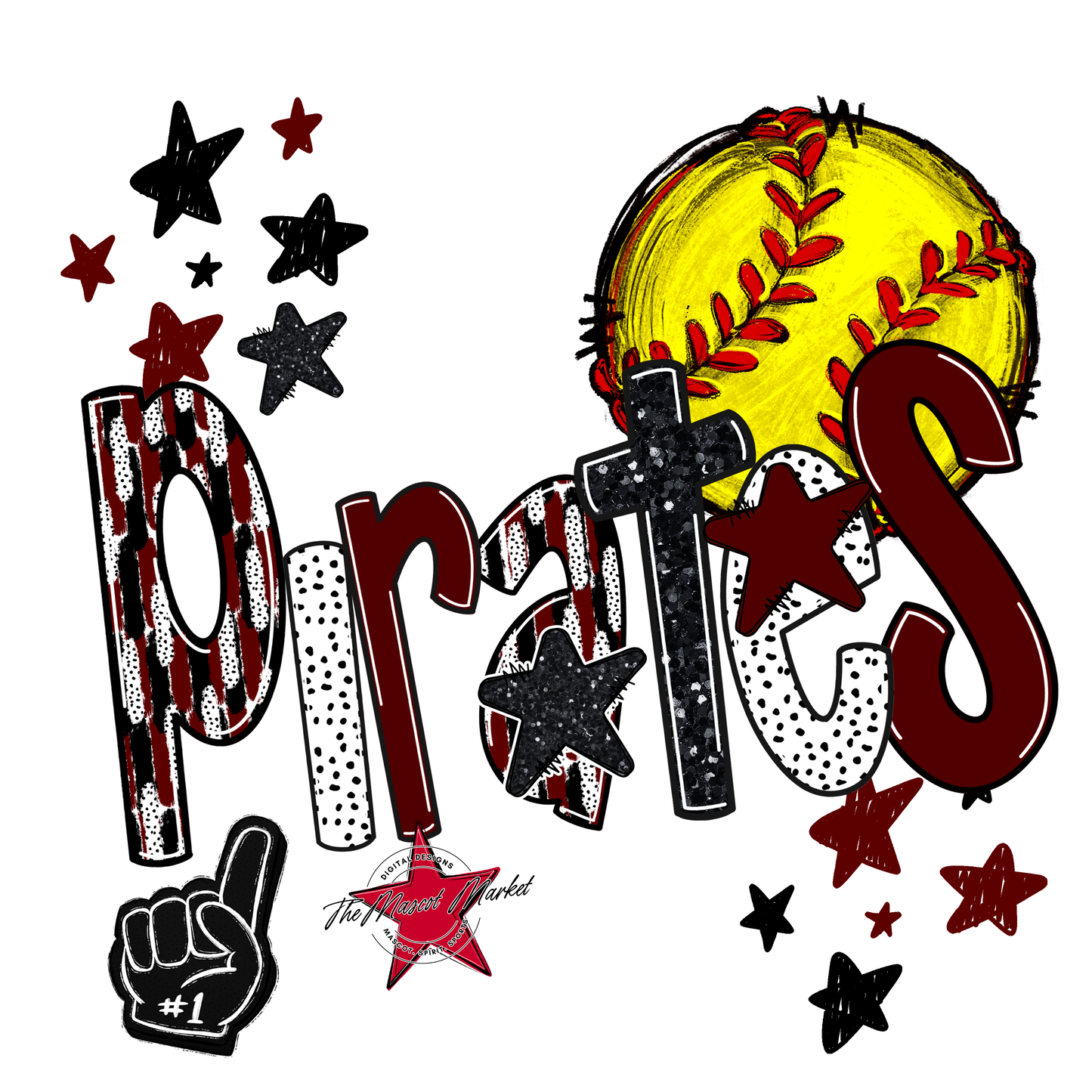 Pirates Softball Scrape-Maroon