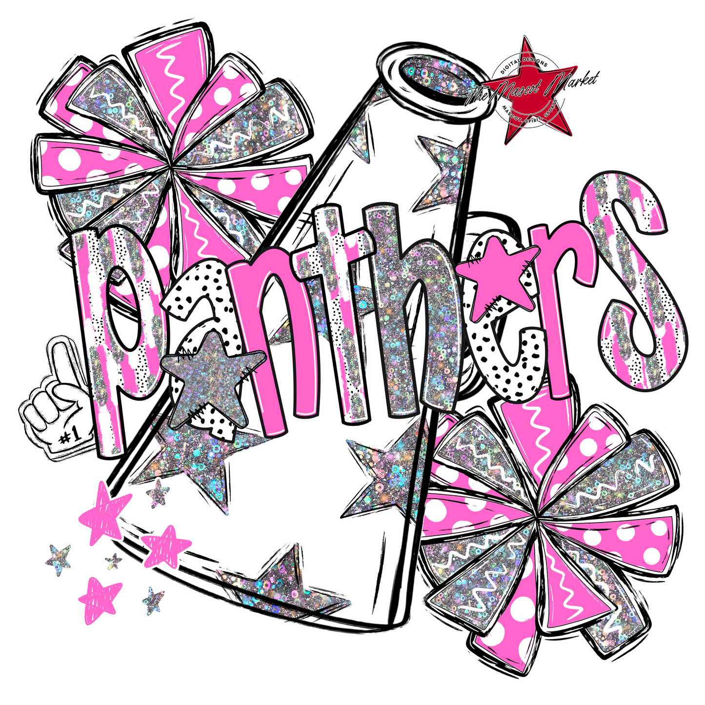 Panthers Cheer Megaphone Scrape-Baby Pink