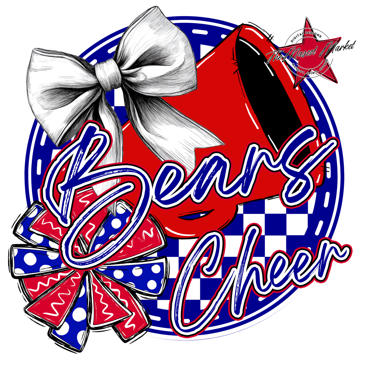 Bears Circle Cheer Design-Blue-Red