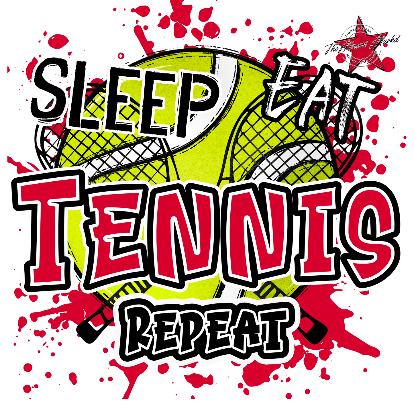 Eat Sleep Tennis Repeat-Red