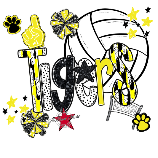 Tigers Volleyball Scrape-Bright Yellow