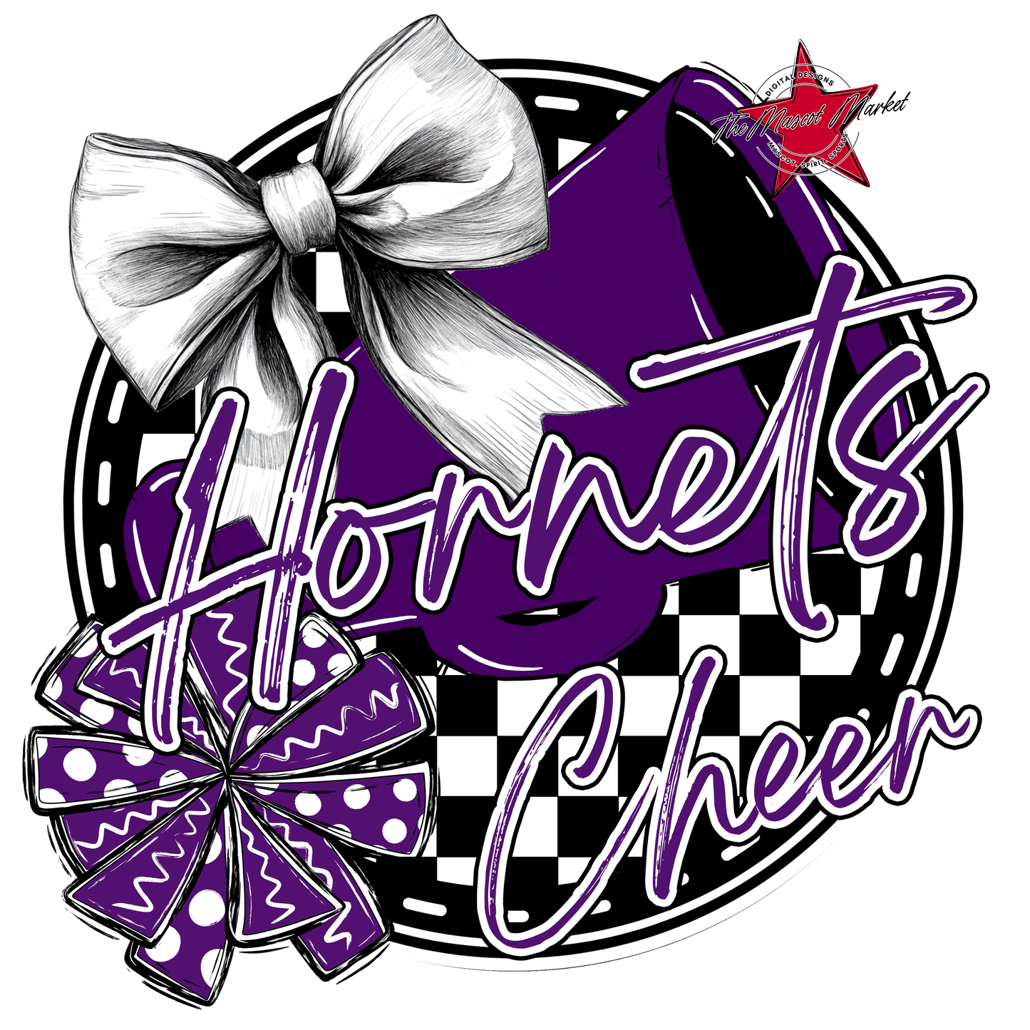 Hornets Circle Cheer Design-Purple