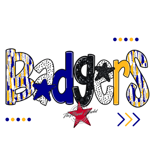 Badgers Brushstroke Alpha-Blue-Yellow-black