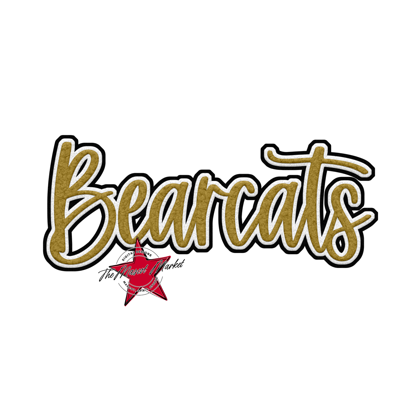 Bearcats Faux Chenille Patch Design-Gold