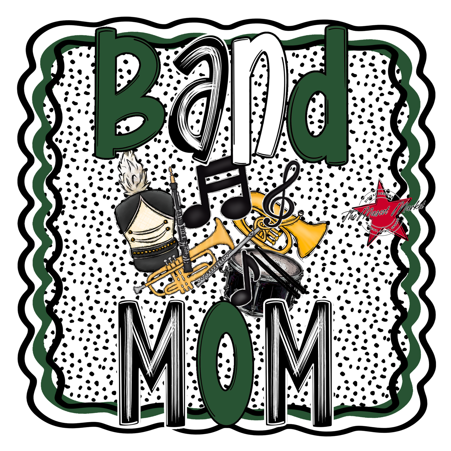 Band Mom Dot Design-Green