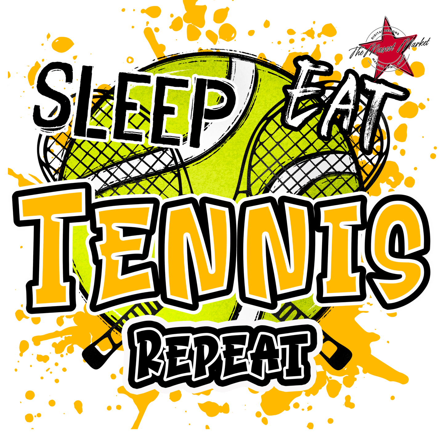 Eat Sleep Tennis Repeat-Yellow
