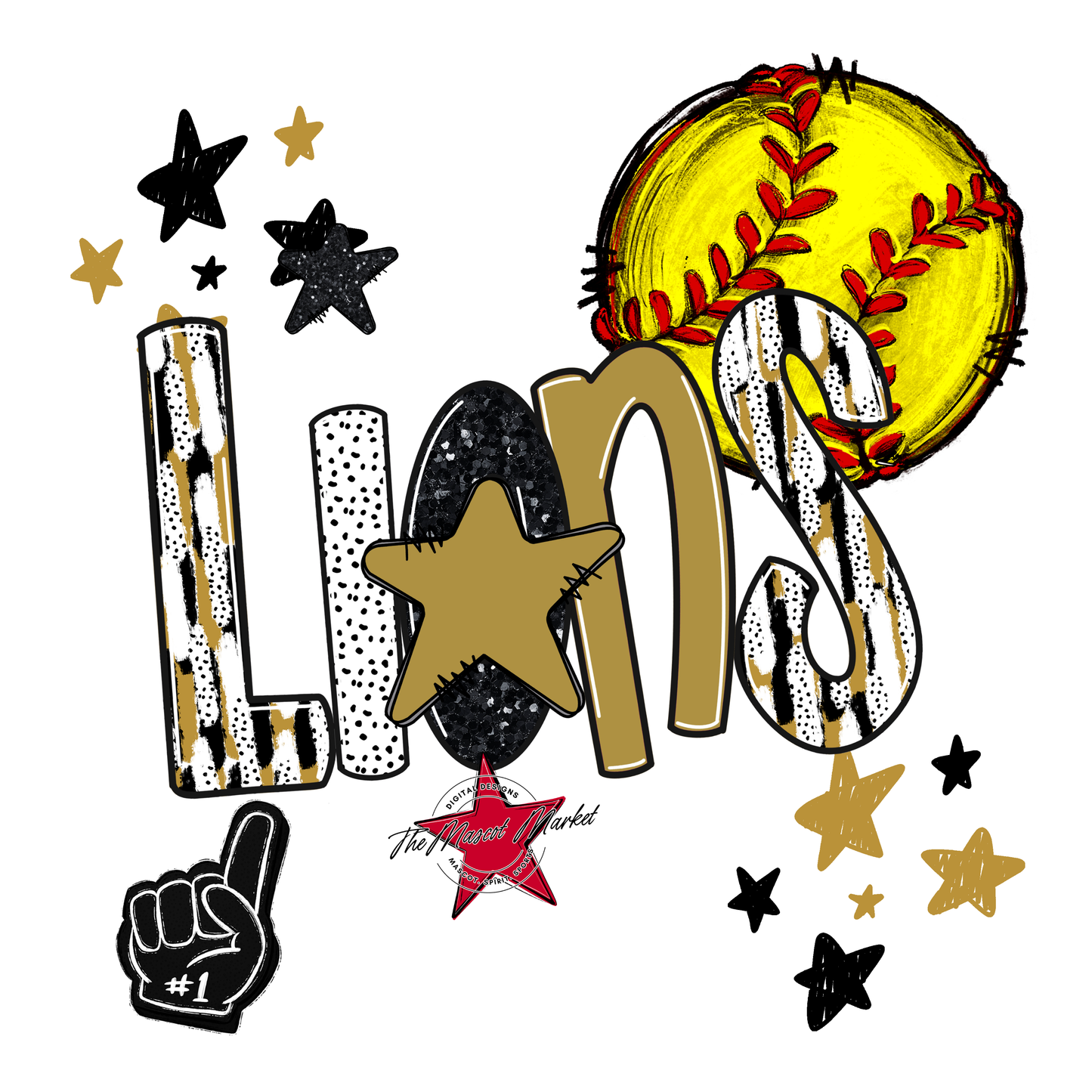 Lions Softball Scrape-Gold