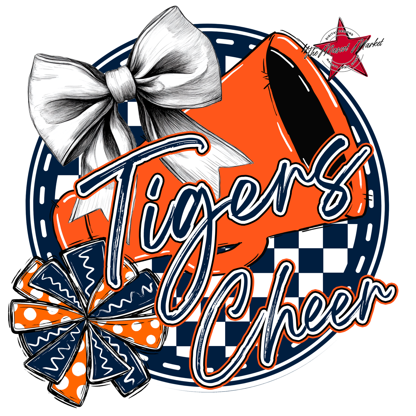 Tigers Circle Cheer Design-Navy-Orange