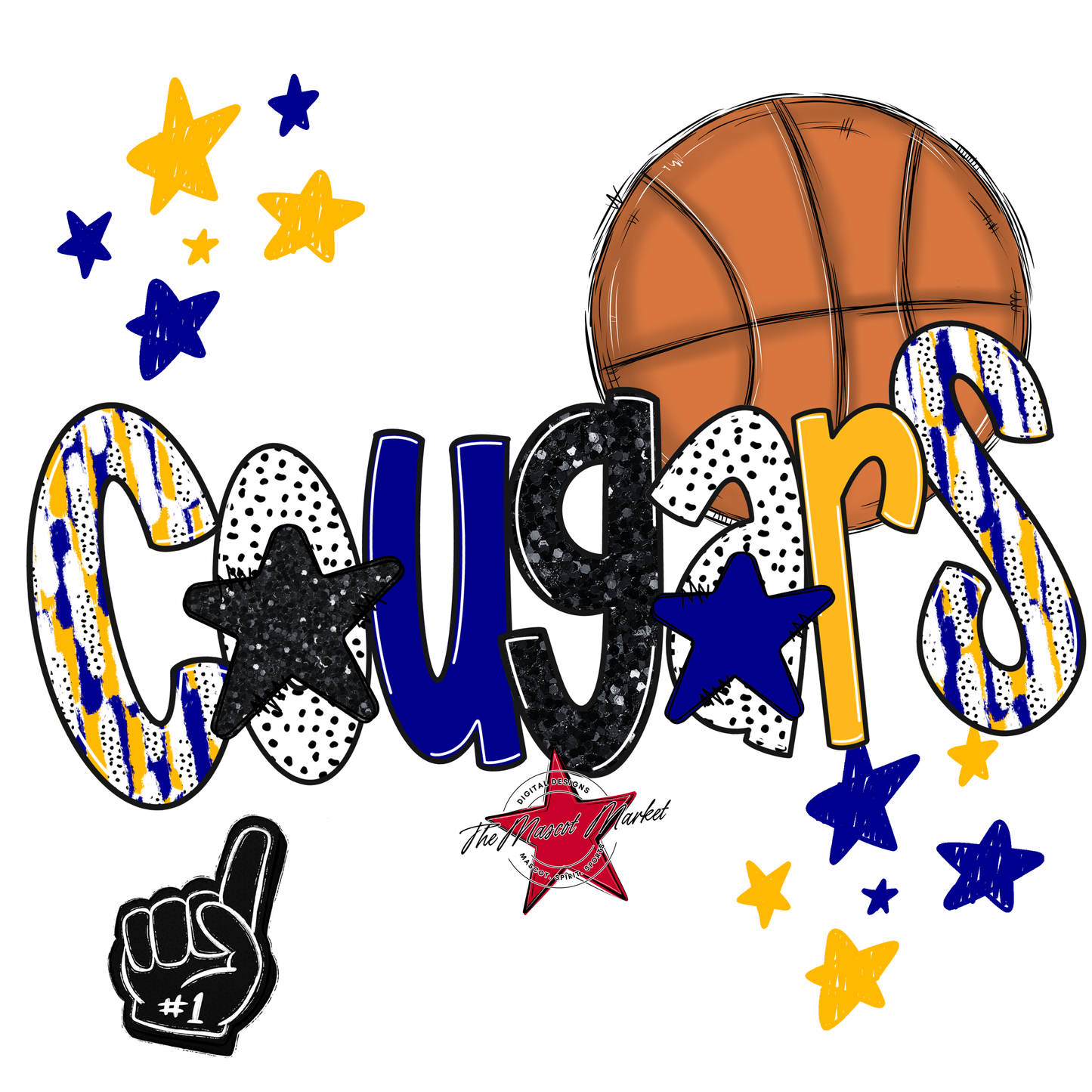 Cougars Basketball Scrape-Blue-Yellow