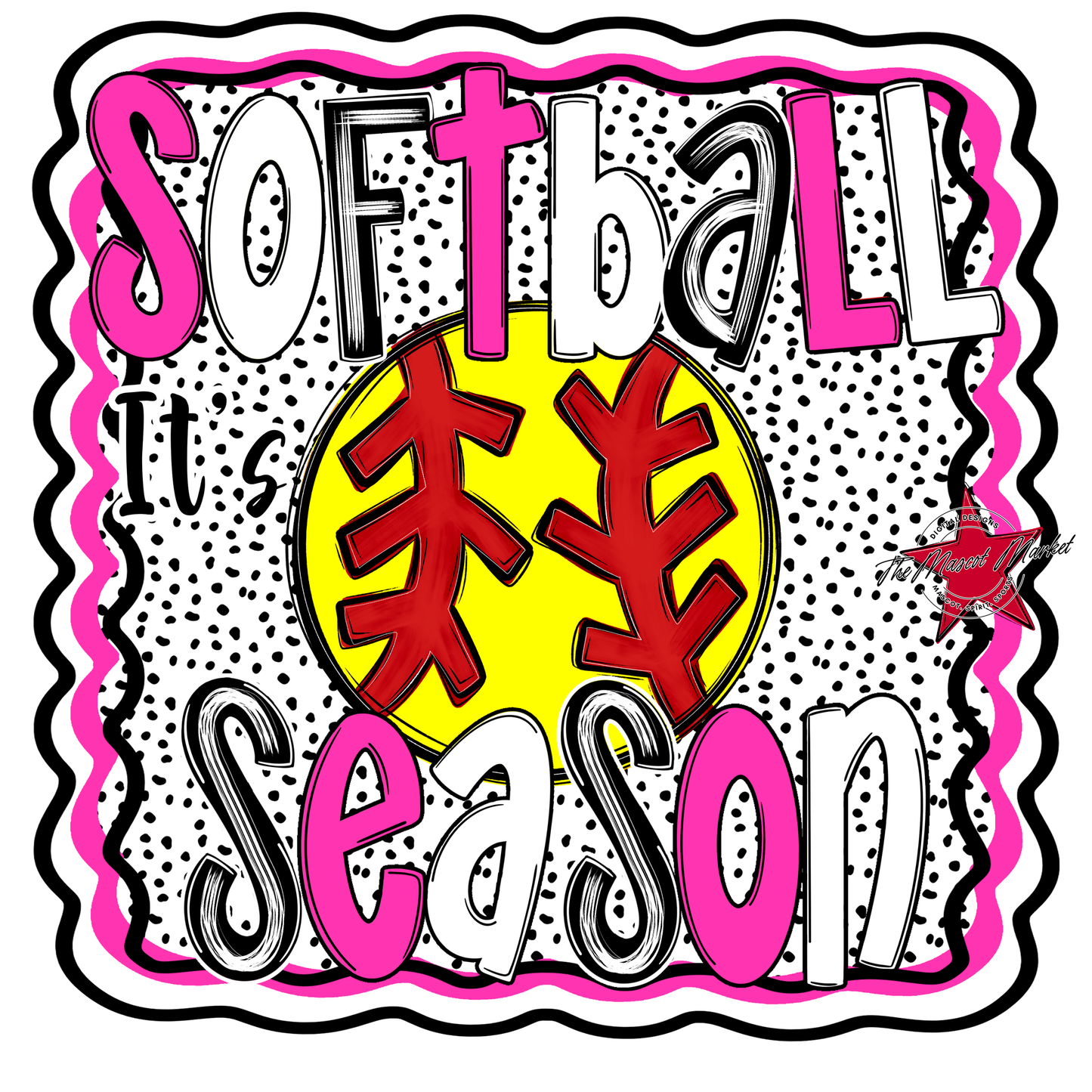 It's Softball Season Dot Design-Pink