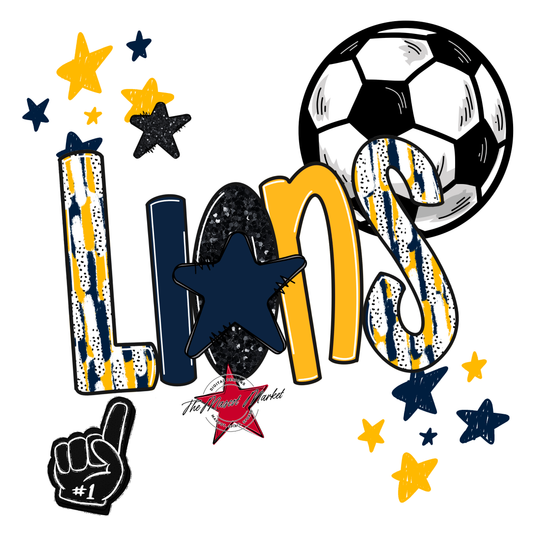 Lions Soccer Scrape-Navy-Yellow