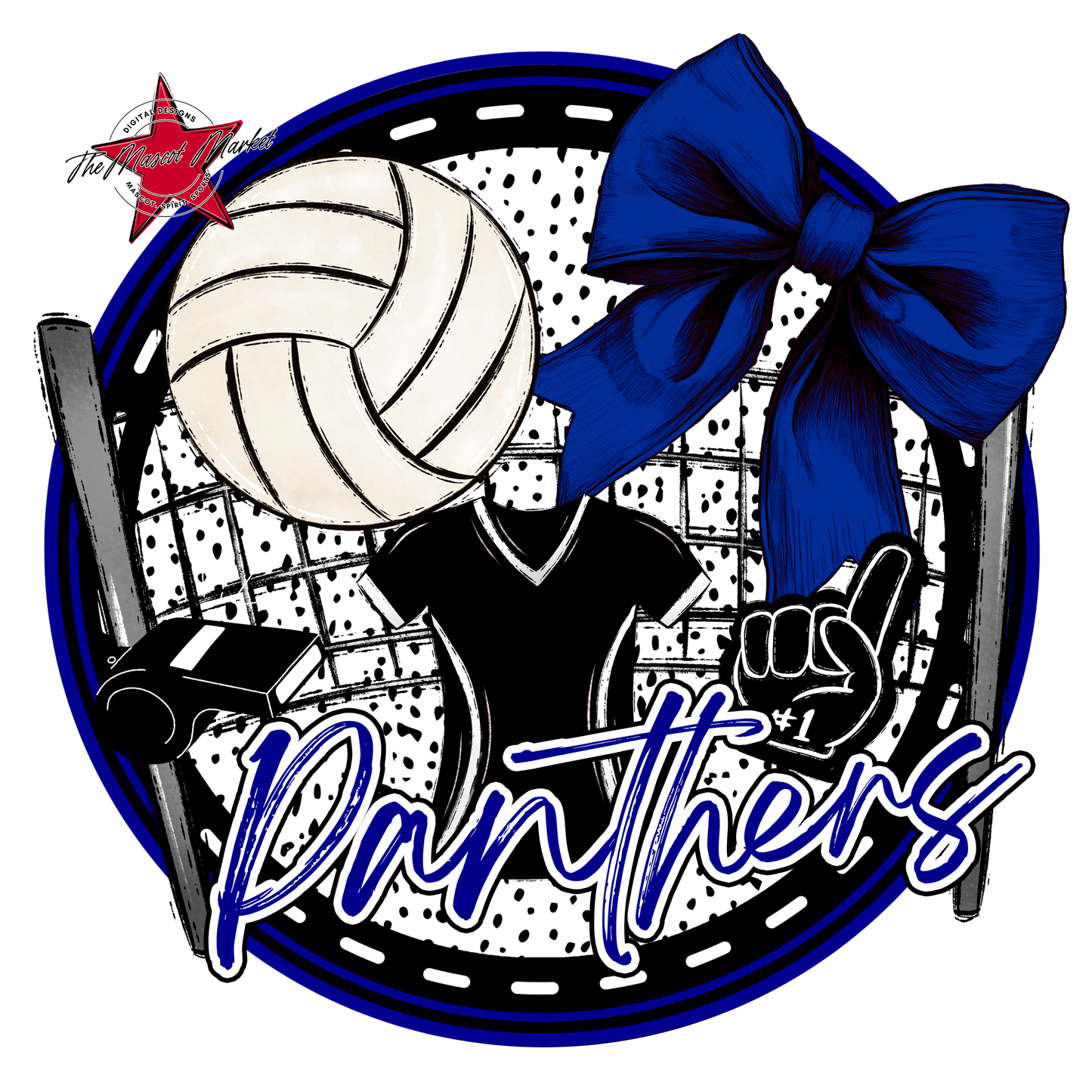 Panthers Circle Volleyball Design-Blue