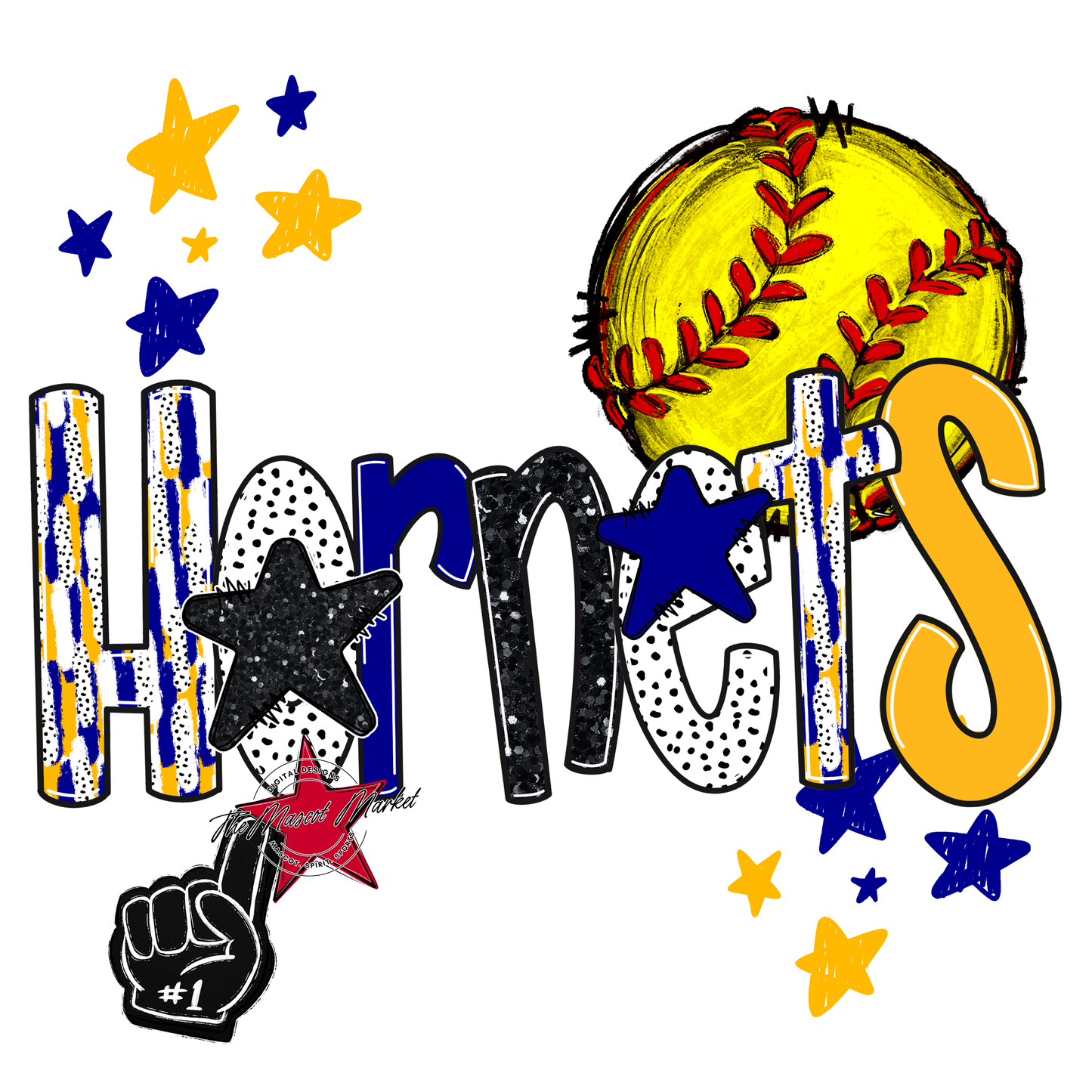 Hornets Softball Scrape-Blue-Yellow