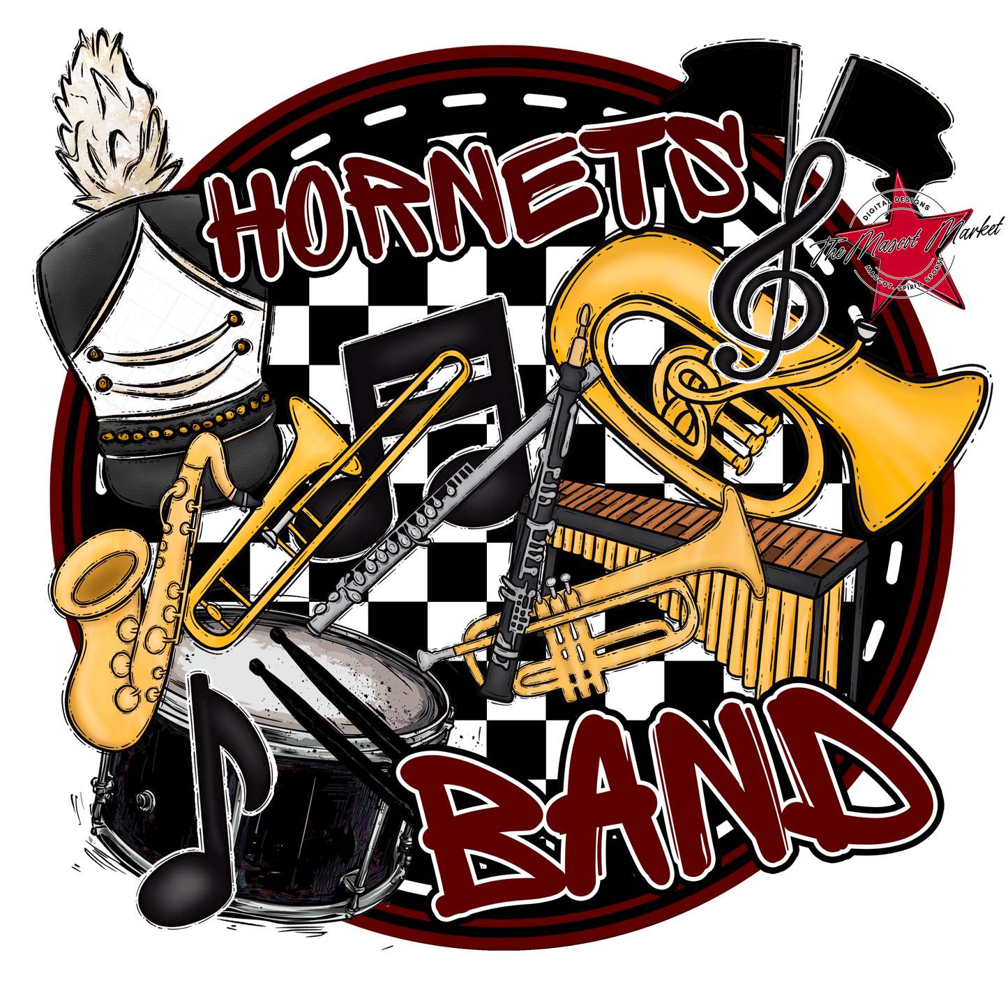 Hornets Circle Band Design-Maroon