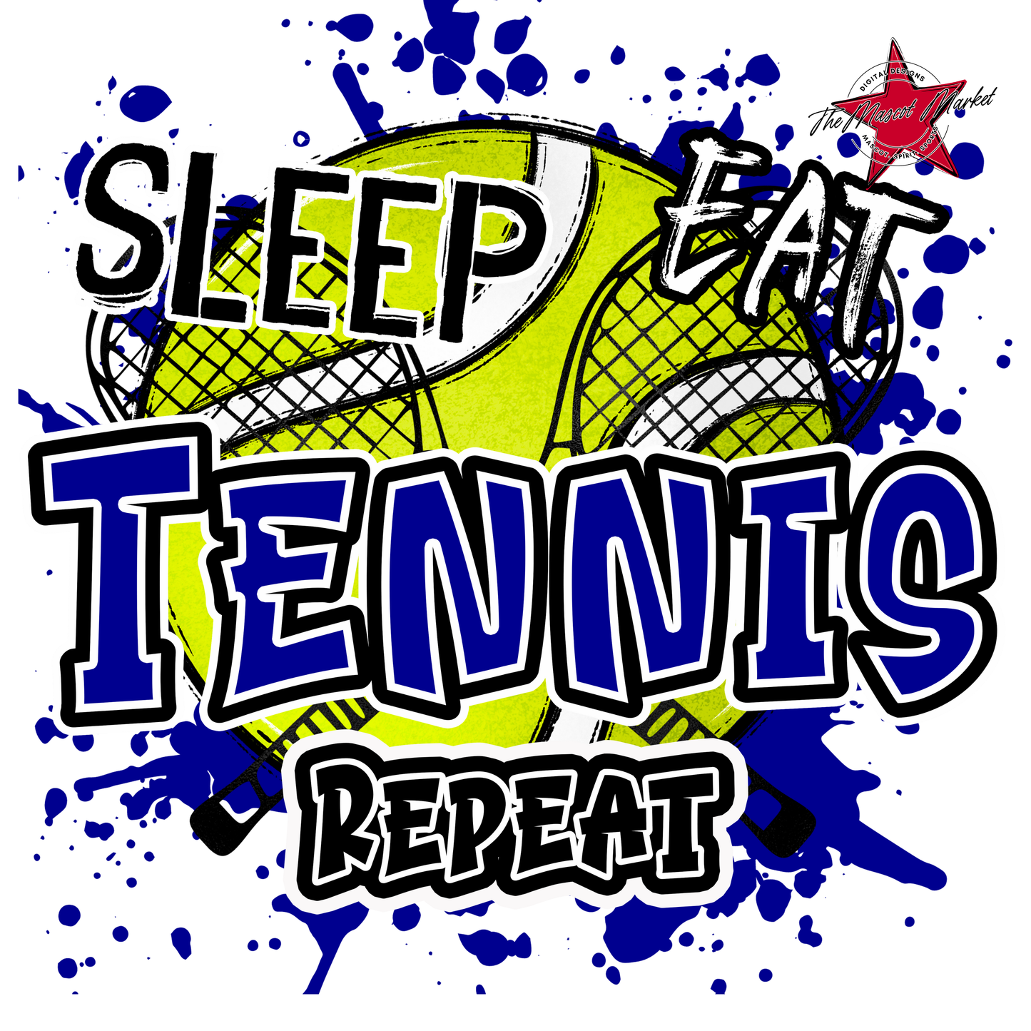 Eat Sleep Tennis Repeat-Blue