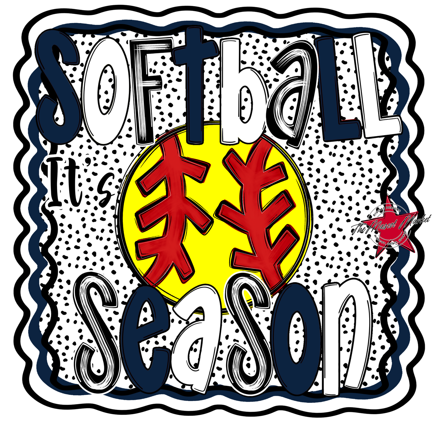 It's Softball Season Dot Design-Navy