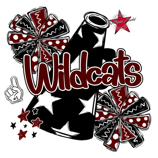 Wildcats Alpha Megaphone Design-Maroon