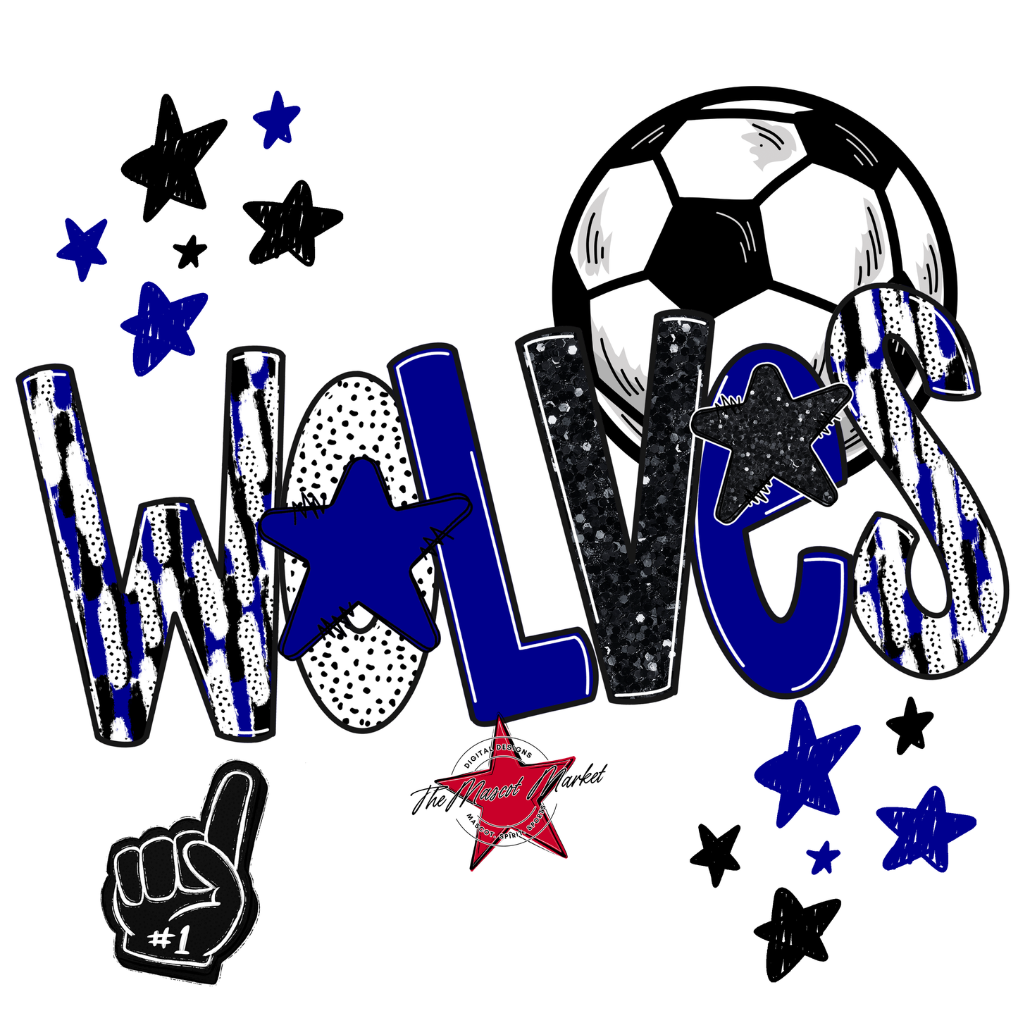 Wolves Soccer Scrape-Blue
