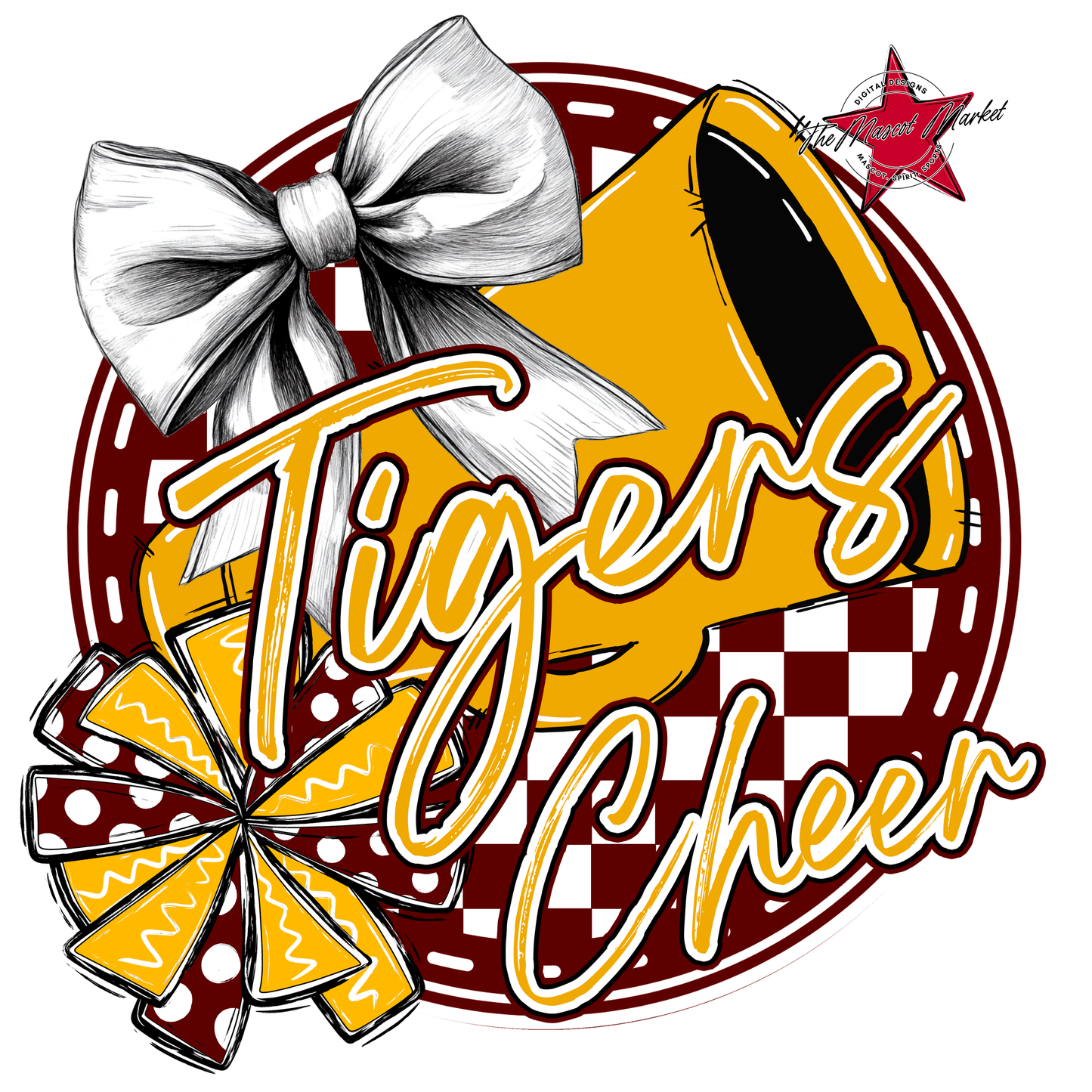 Tigers Circle Cheer Design-Maroon-Yellow
