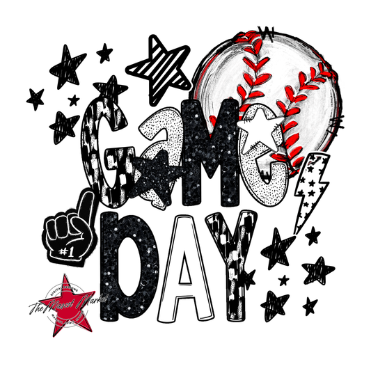 Baseball Game Day Scrape-Black & White