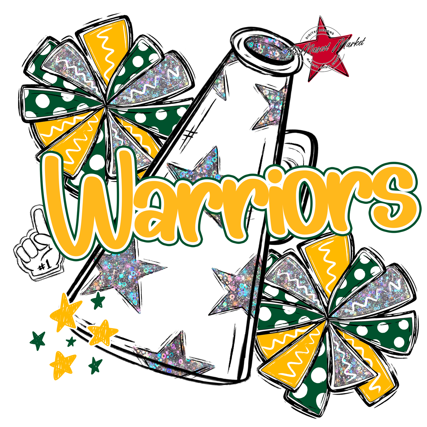 Warriors Alpha Megaphone Design-Green-Yellow
