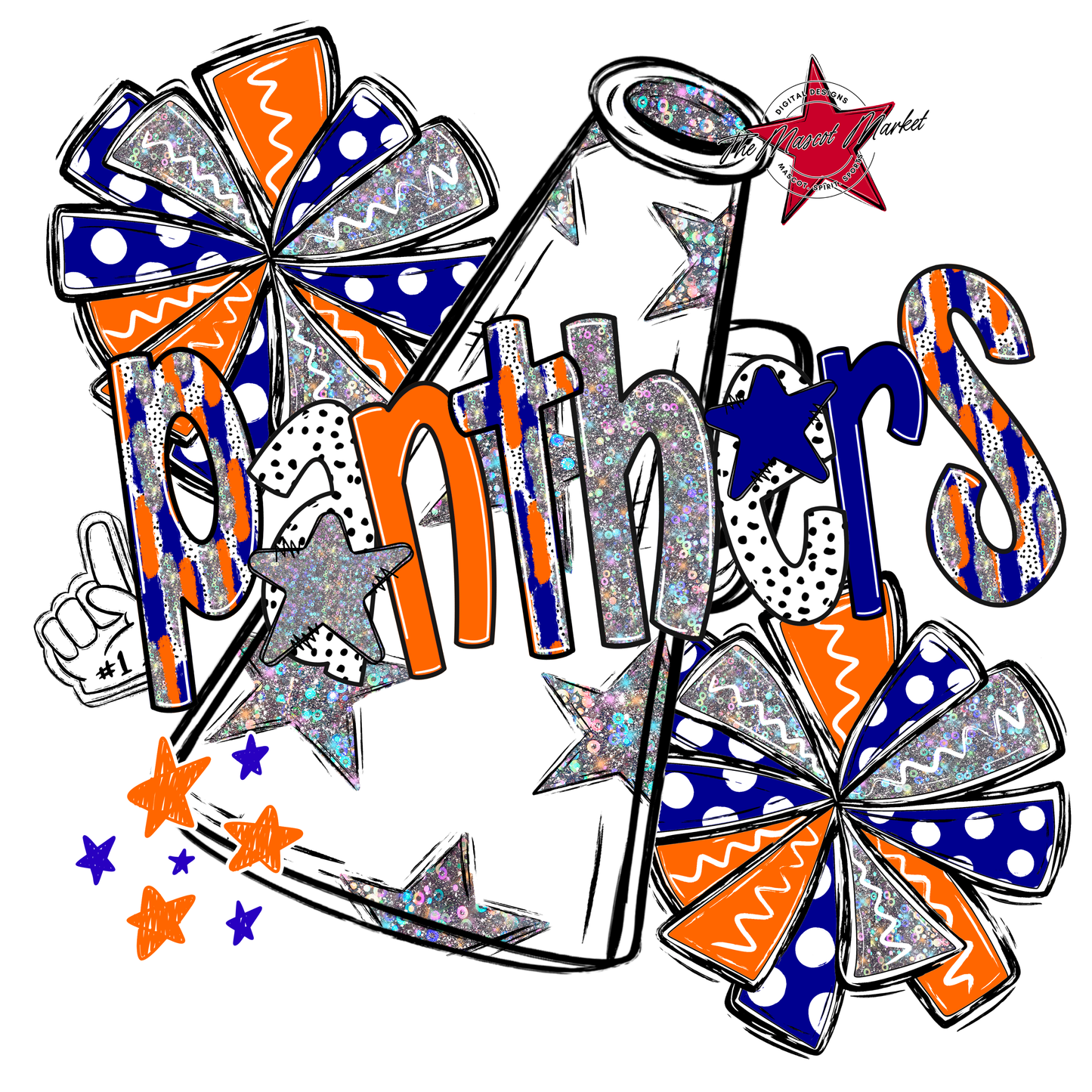 Panthers Cheer Megaphone Scrape-Blue-Orange