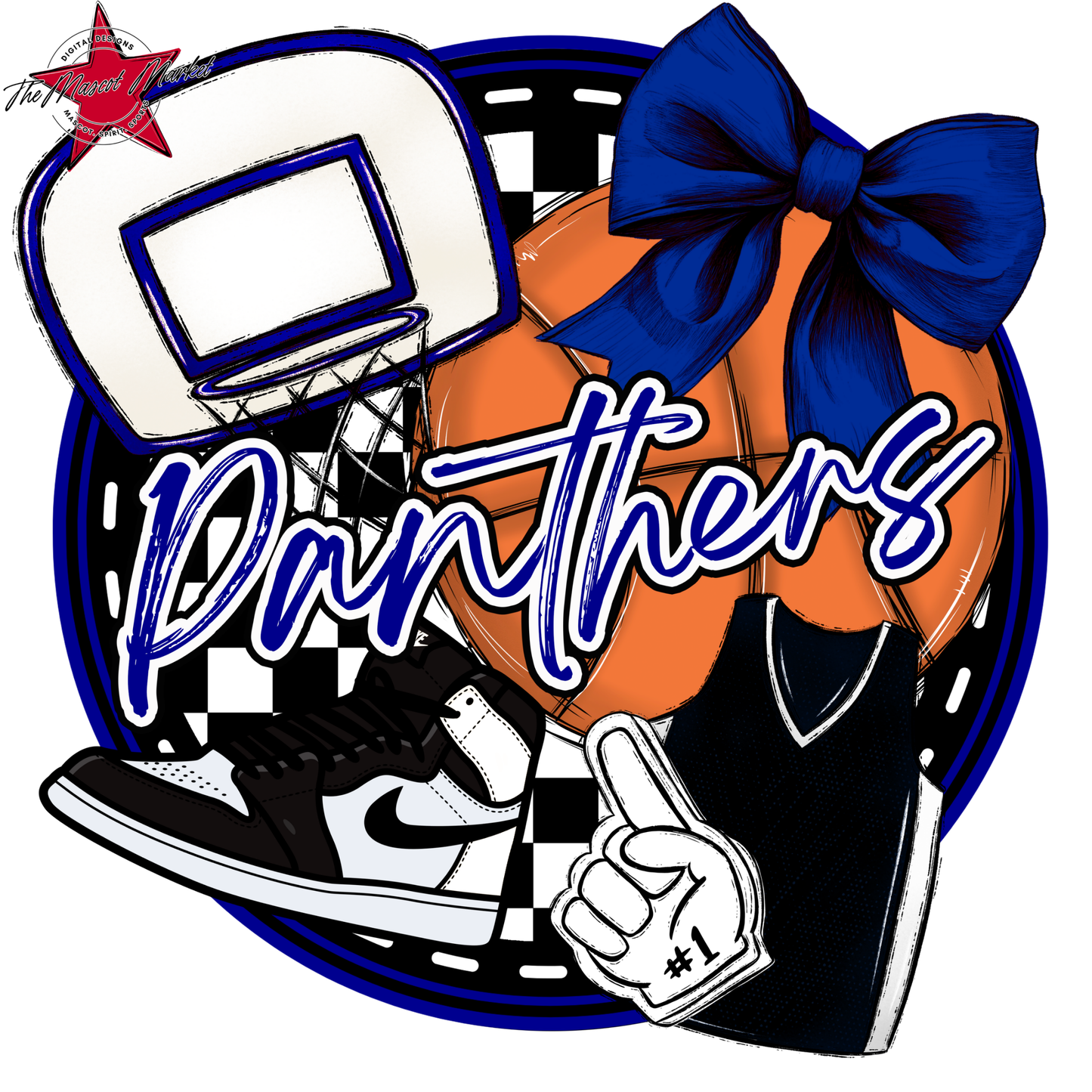 Panthers Circle Basketball Design-Blue